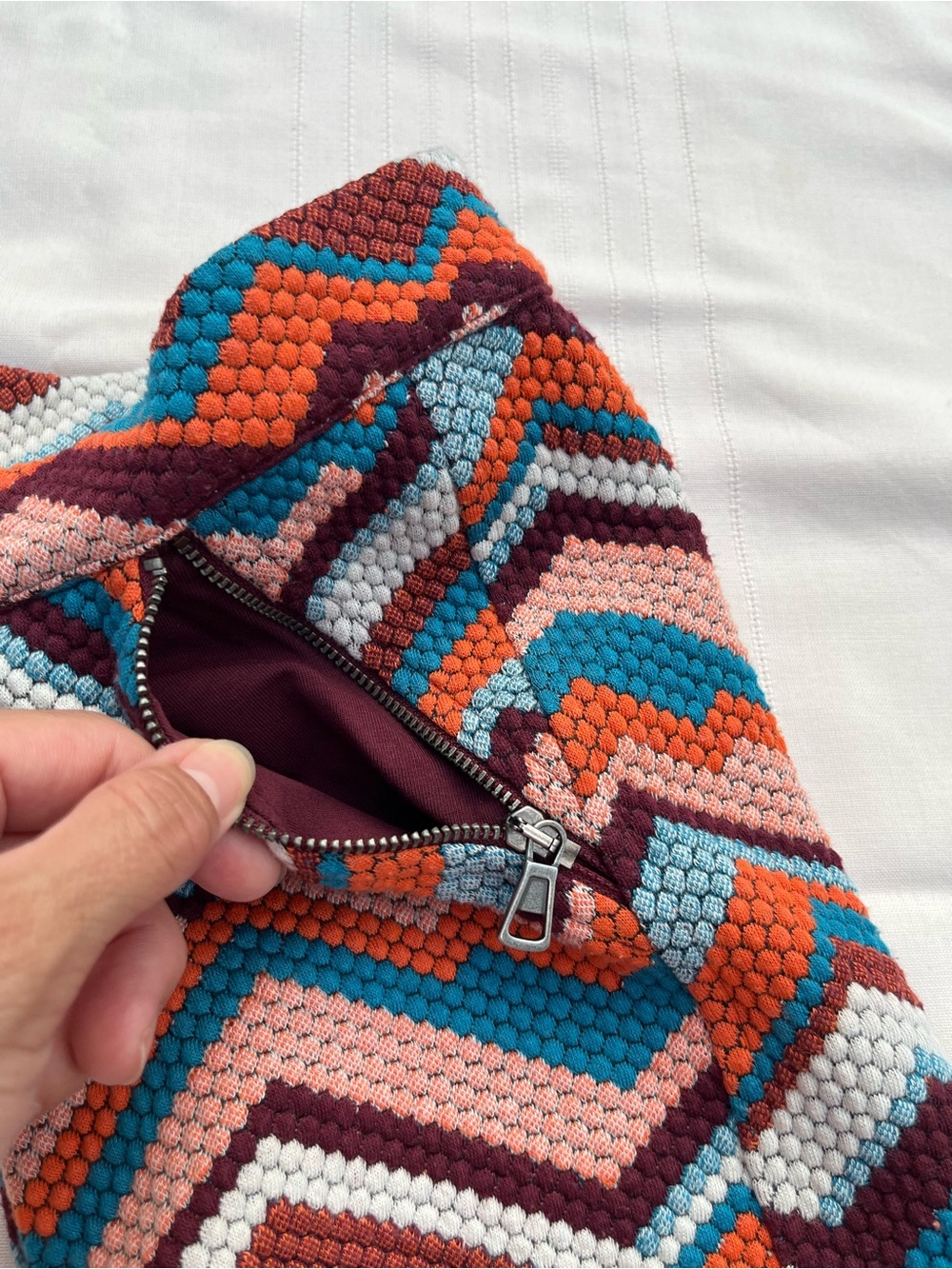 Free People Floyd High-Waist Chevron Knit Shorts - Orange, Blue, Maroon, White - Picture 8 of 8